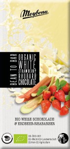 Czekolada biała z truskawkami i rabarbarem BIO 100 g od MEYBONA