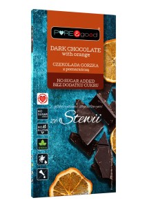 Czekolada gorzka z pomarańczą ze stewią bez dodatku cukru bezglutenowa 125 g od PURE&GOOD