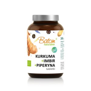 Kurkuma + imbir + piperyna BIO 240 tabletek od BATOM