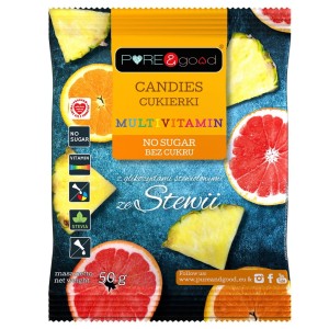 Cukierki multivitamin ze stewią bez cukru 50 g od PURE&GOOD
