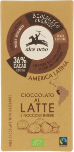 Czekolada mleczna z orzechami laskowymi fair trade BIO 100 g od ALCE NERO