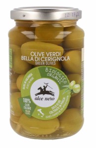 Oliwki zielone bella di cerignola z pestką w zalewie BIO 350 g (180 g) od ALCE NERO