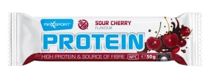 Baton proteinowy wpc o smaku wiśniowym w polewie kakaowej bezglutenowy 50 g - MAXSPORT