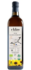 Olej słonecznikowy wysokooleinowy tłoczony na zimno BIO 1 l (szkło) od EKKO