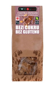 Ciastka owsiane z migdałami i czekoladą bez dodatku cukru bezglutenowe 150 g od PURE&GOOD