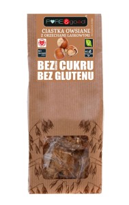Ciastka owsiane z orzechami laskowymi bez dodatku cukru bezglutenowe 150 g od PURE&GOOD