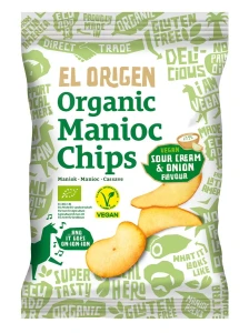 Chipsy z manioku o smaku śmietankowo cebulowym wegańskie bezglutenowe BIO 60 g od EL ORIGEN