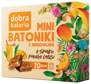 Batoniki mini z nerkowców o smaku mango lassi bez dodatku cukru (6 x 17 g) 102 g od DOBRA KALORIA