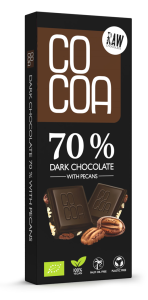 Czekolada ciemna 70 % z orzechami pekan BIO 40 g od COCOA