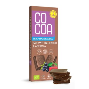 Czekolada jagodowa z witaminą C z aceroli bez dodatku cukru BIO 40 g od COCOA