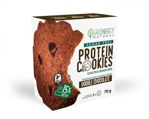 Ciastka proteinowe podwójnie czekoladowe bez cukru (2 x 35 g) 70 g od  GREENERGY