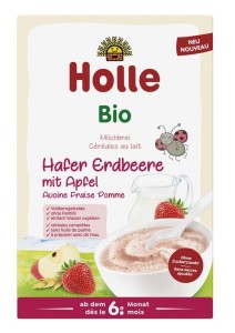 Kaszka owsiana mleczna truskawkowo jabłkowa bez dodatku cukrów od 6 m-ca BIO 250 g od  HOLLE
