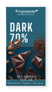 Czekolada gorzka 70 % bez dodatku cukru bezglutenowa BIO 60 g od BENJAMISSIMO