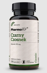 Czarny czosnek ekstrakt (250 mg) bezglutenowy 90 kapsułek od PHARMOVIT