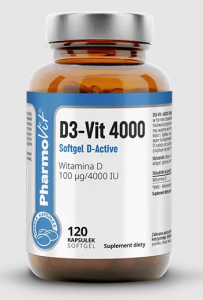 Witamina D3 VIT 100 µg (4000 j.m) bezglutenowa 120 kapsułek od PHARMOVIT