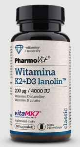 Witamina K2 + D3 bezglutenowa 60 kapsułek od PHARMOVIT