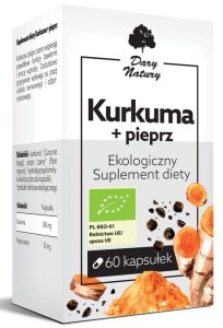 Kurkuma z czarnym pieprzem BIO 60 kapsułek (555 mg) od DARY NATURY