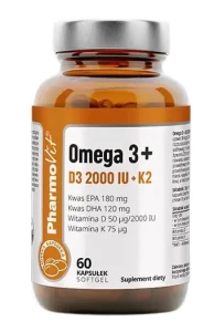 OMEGA 3 + witaminy D3 + K2 bezglutenowe 60 kapsułek od PHARMOVIT