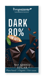 Czekolada gorzka 80 % bez dodatku cukrów bezglutenowa BIO 60 G od BENJAMISSIMO