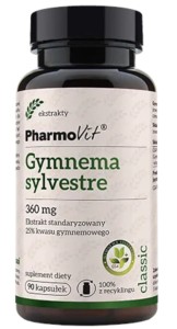 Gurmar ekstrakt (gymnema sylvestre) (360 mg) bezglutenowa 90 kapsułek od PHARMOVIT