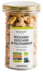 Mix orzechów w przyprawach fair trade bezglutenowe BIO 250 G od BIOSSOM