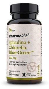 Spirulina + chlorella blue green (500 mg) bezglutenowa 180 tabletek od PHARMOVIT