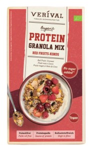 Granola proteinowa z owocami czerwonymi i kokosem bez dodatku cukrów BIO 300 g od VERIVAL