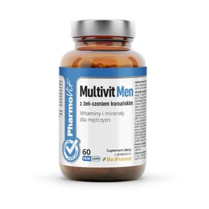 Multiwitamina (multivit men z żeń szeniem koreańskim) dla mężczyzn bezglutenowa 60 kapsułek od PHARMOVIT