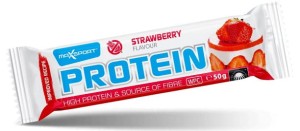 Baton proteinowy o smaku truskawkowym w białej polewie bezglutenowy 50 g od MAXSPORT
