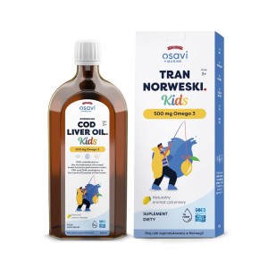 Tran norweski OMEGA 3 (500 mg) dla dzieci od 3 roku o smaku cytrynowym 500 ml od OSAVI