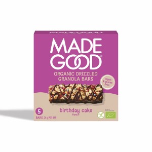 Batoniki granola crunchy smak tort urodzinowy bezglutenowe BIO (5 x 24 g) 120 g od MADEGOOD