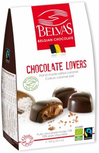 Belgijskie czekoladki serca z karmelem i solą morską bezglutenowe BIO 100 g - BELVAS