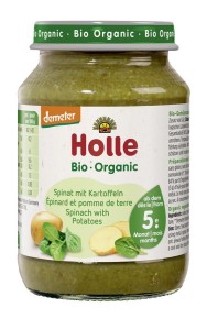 Szpinak z ziemniakiem bez dodatku cukrów bezglutenowy od 5 m-ca demeter BIO 190 g (słoik) od HOLLE