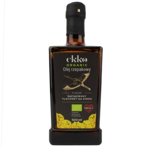 Olej rzepakowy do gotowania i smażenia tłoczony na zimno OMEGA 3 BIO 500 ml od EKKO