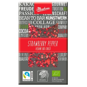 Czekolada gorzka z truskawkami i pieprzem fair trade BIO 30 g od MEYBONA