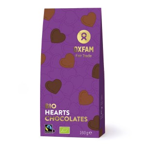 Czekoladki walentynkowe serca fair trade BIO 160 g od OXFAM