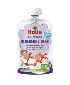 Mus borówkowy miś (jogurt borówka jabłko banan) bez dodatku cukrów od 8 m-ca BIO 100 g od HOLLE