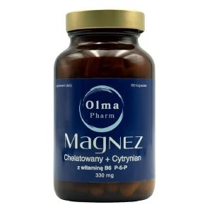 Magnez chelatowany + cytrynian z witaminą B6 100 kapsułek od OLMA PHARM
