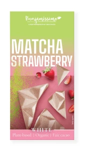 Tabliczka kakaowa herbata matcha truskawka bezglutenowa BIO 60 g od BENJAMISSIMO