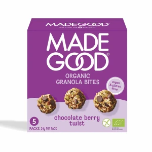Granola bites z czekoladą berry twist bezglutenowe BIO (5 x 24 g) 120 G od MADEGOOD