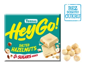 Czekolada biała z orzechami laskowymi i solą morską bez dodatku cukrów bezglutenowa 60 G od TORRAS