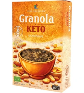 Granola orzechowa bez dodatku cukrów bezglutenowa keto BIO 250 G od PIĘĆ PRZEMIAN