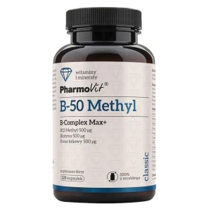 Witamina B 50 methyl b complex max+ bezglutenowa 120 kapsułek od PHARMOVIT
