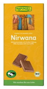 Czekolada mleczna z nadzieniem pralinowym nirwana BIO 100 G od RAPUNZEL