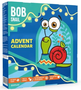 Kalendarz adwentowy przekąski i galaretki owocowe z zabawkami bez dodatku cukrów bezglutenowe 97 G od BOB SNAIL