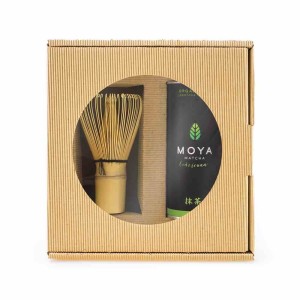 Zestaw herbata zielona matcha w proszku codzienna BIO 30 g + miotełka bambusowa chasen od MOYA MATCHA