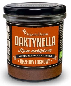 Krem kokosowo daktylowy orzechy laskowe bezglutenowy BIO 280 g od ORGANIC HOUSE