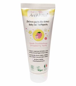 Pasta do zębów dla dzieci bez fluoru od pierwszego ząbka truskawkowa 75 ml od BABY ANTHYLLIS