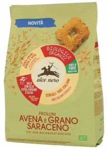 Ciastka owsiano gryczane z dodatkiem oliwy z oliwek extra virgin (14 %) BIO 250 g - ALCE NERO