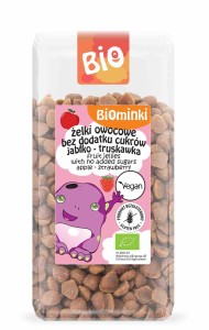 Żelki owocowe bez dodatku cukrów jabłko  truskawka bezglutenowe BIO 400 g - BIOMINKI